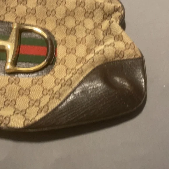 Authentic well used good condition Gucci medium hobo logo purse